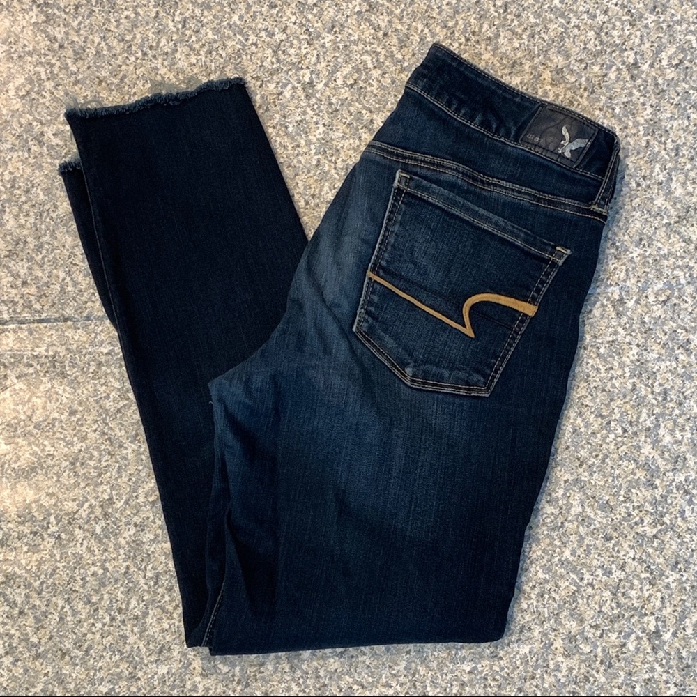 American Eagle Outfitters Skinny Super Stretch Frayed Hem Jeans